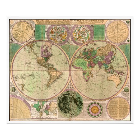 Impression Photo BOWLES Nouvelle et exacte carte du monde en compos (Devant)