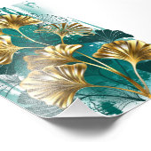 Impression Photo Branche avec Feuilles d'or Ginko Biloba (Coin)