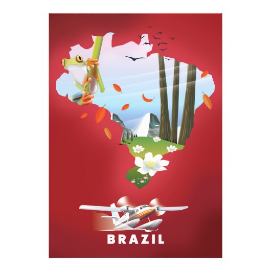 Impression Photo Brésil Affiche illustrée de voyage. (Devant)