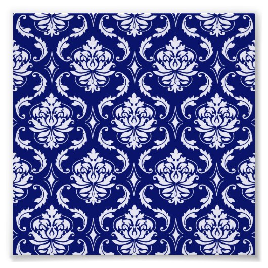 Impression Photo Bright Navy Blue Damask Patte (Devant)