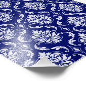 Impression Photo Bright Navy Blue Damask Patte (Coin)