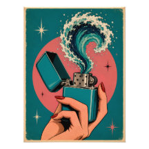 Briquet d'art pop surréaliste rétro avec vague océ