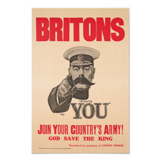 Impression Photo Britons Lord Kitchener veut vous propagande de la  (Devant)