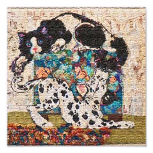 Impression Photo Brûleur de tapis Chase Chien et Chat (Devant)