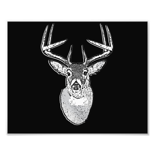 Impression Photo Buck sur noir design White Tail Deer (Devant)