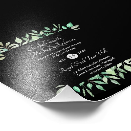 Impression Photo Budget Faire-part de mariage vert moderne (Coin)