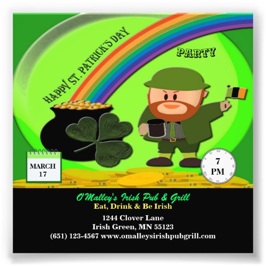 Impression Photo Budget St Patrick's Day Leprechaun, Pot d'or (Devant)