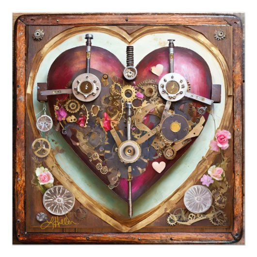Impression Photo Buff Red Heart Steampunk Series (Devant)