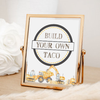 Impression Photo Build Taco Construction Truck Tabletop Party Sign