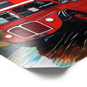 Impression Photo Bus Red Double Decker La Nuit Étoile, (Coin)
