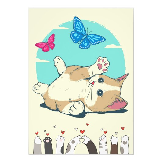 Impression Photo Butterfly Lover Cat Play With Butterfly (Devant)