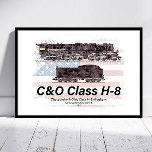 Impression Photo C&O Classe H-8 Locomotive Allegheny - Drapeau amér