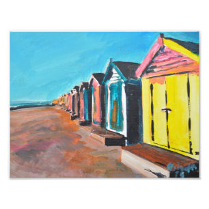 Impression Photo Cabanes Colorées de Southwold sur la Plage