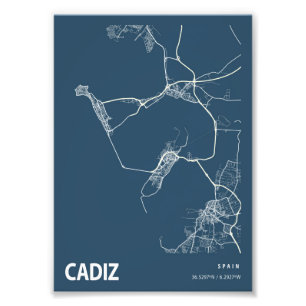 Impression Photo Cadix - Plan-cadre de la ville d'Espagne