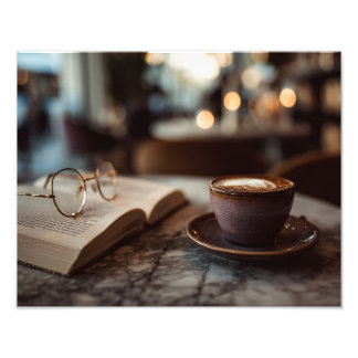 Impression Photo Café de livre cosy Moment de lecture de café