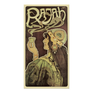 Impression Photo Café Rajah Art Nouveau vintage, femme avec du café