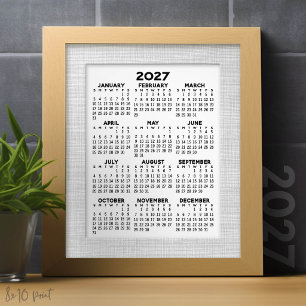 Impression Photo Calendrier 2027 - vue annuelle verticale - Blanc