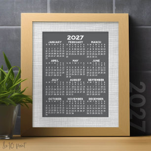 Impression Photo Calendrier 2027 - vue annuelle verticale - Gris