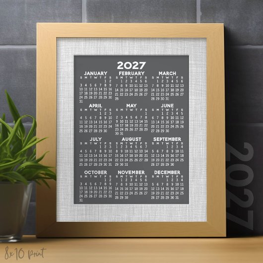 Impression Photo Calendrier 2027 - vue annuelle verticale - Gris