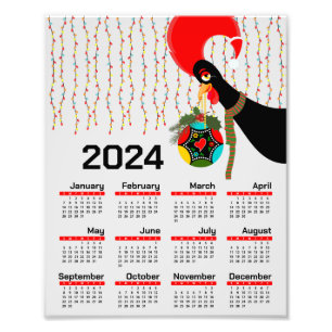 Impression Photo Calendrier de Noël des Roosters portugais 2024