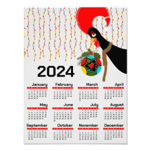Impression Photo Calendrier de Noël des Roosters portugais 2024