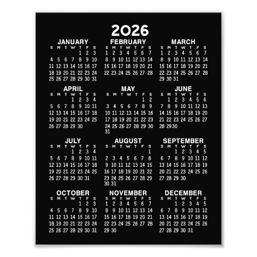 Impression Photo Calendrier - vue de l'année complète verticale - N (Devant)