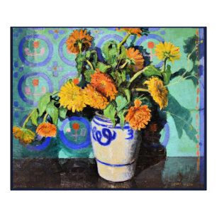 Impression Photo Calendulas, peinture florale de Grant Wood