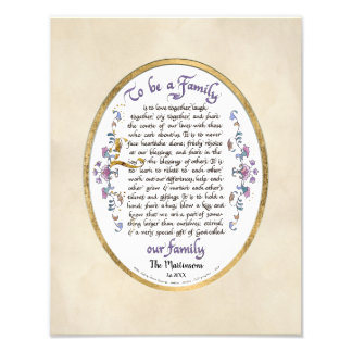 Impression Photo Calligraphie Être une famille Audrey Jeanne w Nom