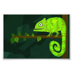 Impression Photo Caméléon mignon vert