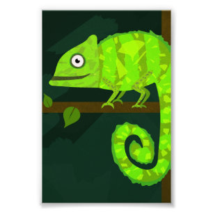 Impression Photo Caméléon mignon vert