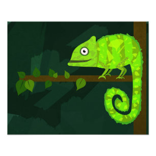 Impression Photo Caméléon mignon vert