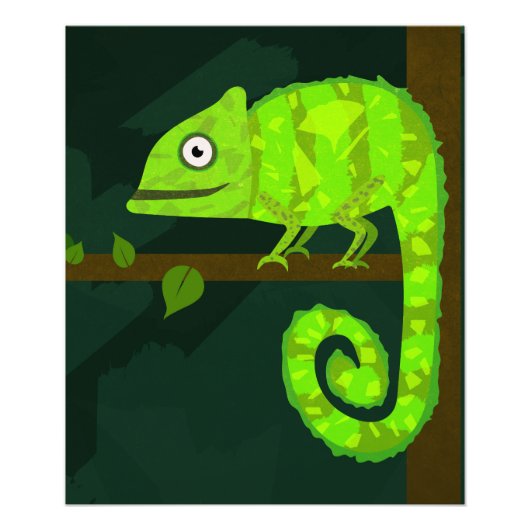 Impression Photo Caméléon vert mignon (Devant)