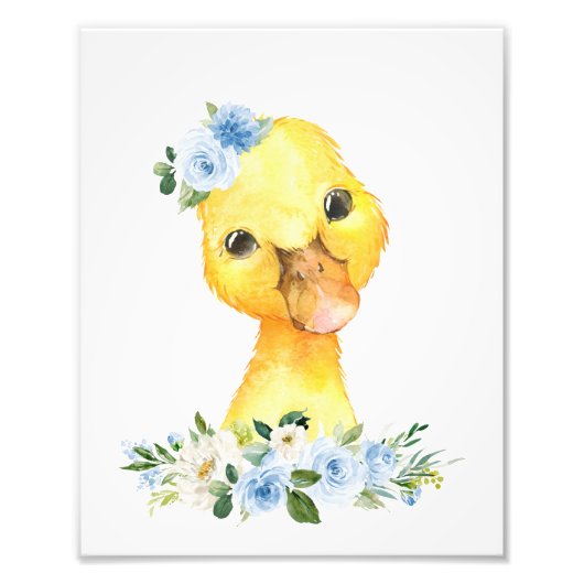 Impression Photo Canard, Animaux De Ferme, Fleurs Bleues, Garçon (Devant)