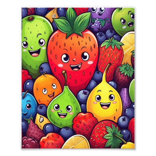 Impression Photo Caractère de dessin de fruits Alimentation amusant (Devant)