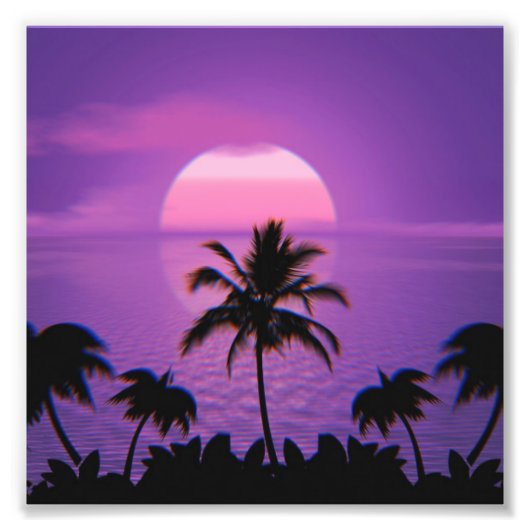 Impression Photo Caraïbes Sunset Vaporwave esthétique Rétro 80s 90s (Devant)