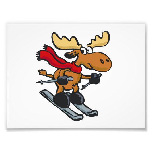 Impression Photo Caricature de Moose Skier | choisir la couleur arr (Devant)