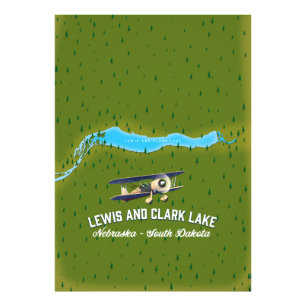 Impression Photo carte affiche du lac Lewis et Clark.