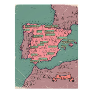 Impression Photo Carte ancienne vintage d'Espagne