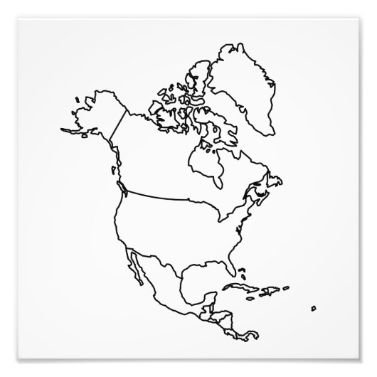 Impression Photo Carte blanche de l'Amérique du Nord (Devant)