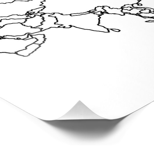 Impression Photo Carte blanche de l'Asie (Coin)