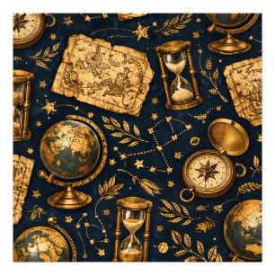 Impression Photo Carte céleste vintage et motif d'astronomie