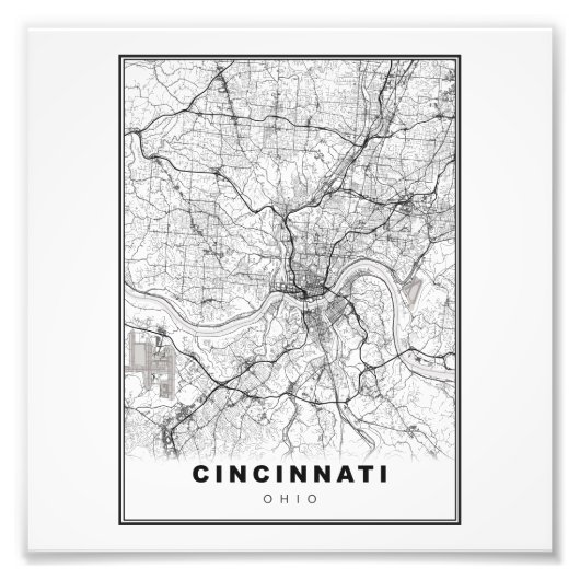 Impression Photo Carte de Cincinnati (Devant)