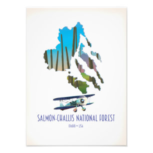 Impression Photo carte de la forêt nationale de Salmon-Challis