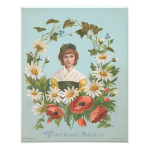 Impression Photo Carte de la Saint-Valentin allemande rétro kitsch,