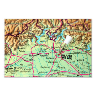 Impression Photo Carte de la ville de Milan, Italie