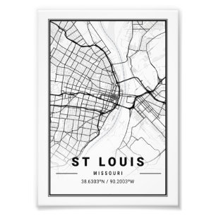 Impression Photo Carte de la ville de St Louis - Missouri Ligth