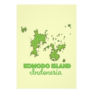 Impression Photo Carte de l'île de Komodo Indonésie