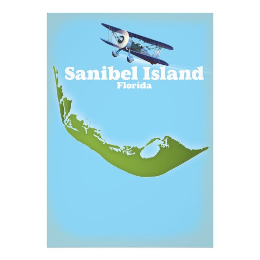 Impression Photo Carte de l'île de Sanibel Floride (Devant)