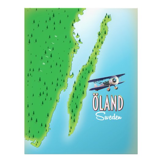 Impression Photo Carte de l'île d'Öland en Suède (Devant)