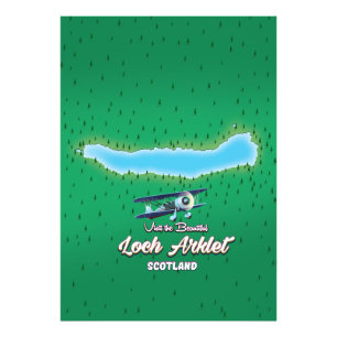 Impression Photo Carte de loch Arklet Ecosse Carte vintage